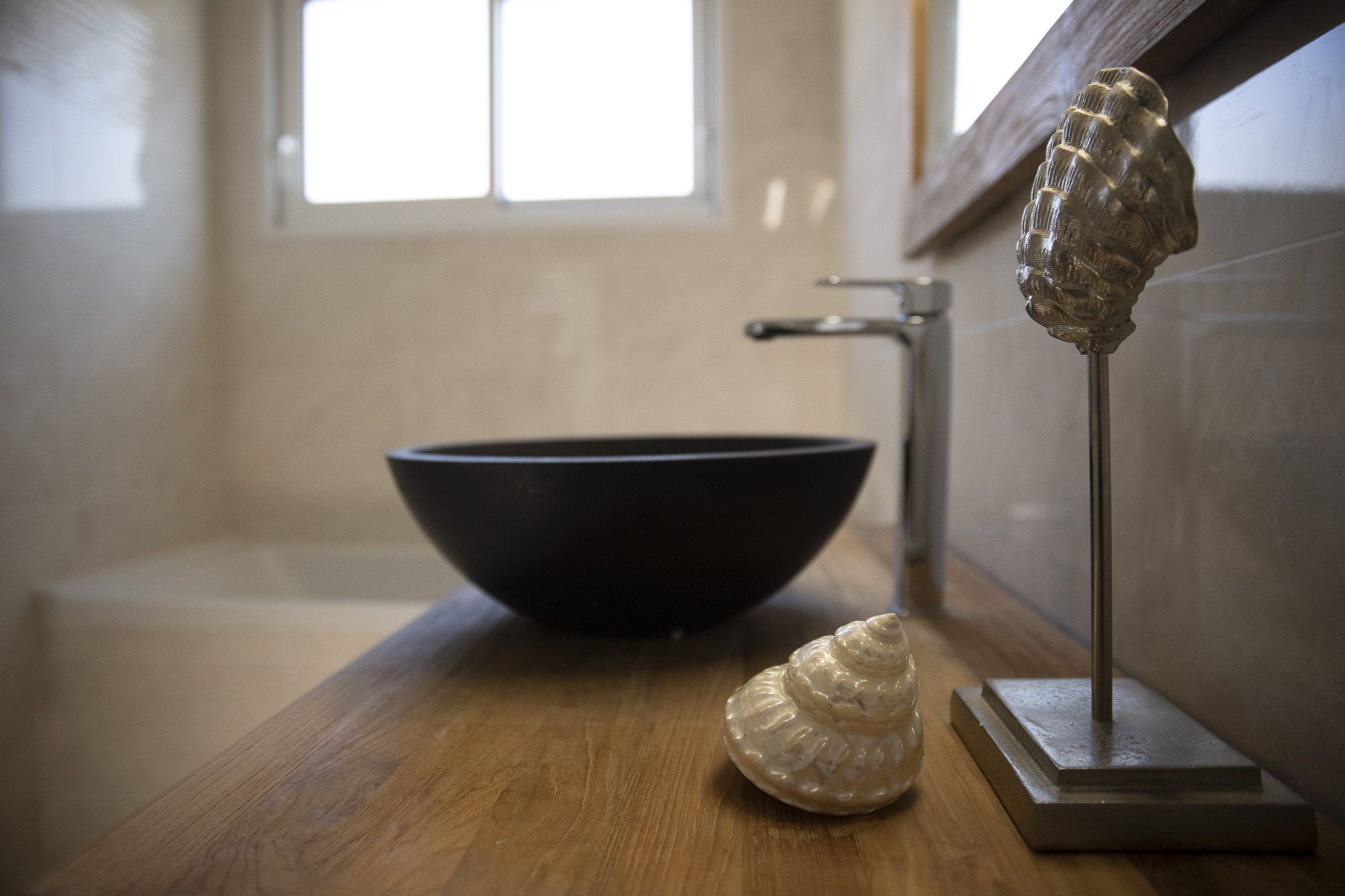 vasque salle de bain noire, vasque ardoise